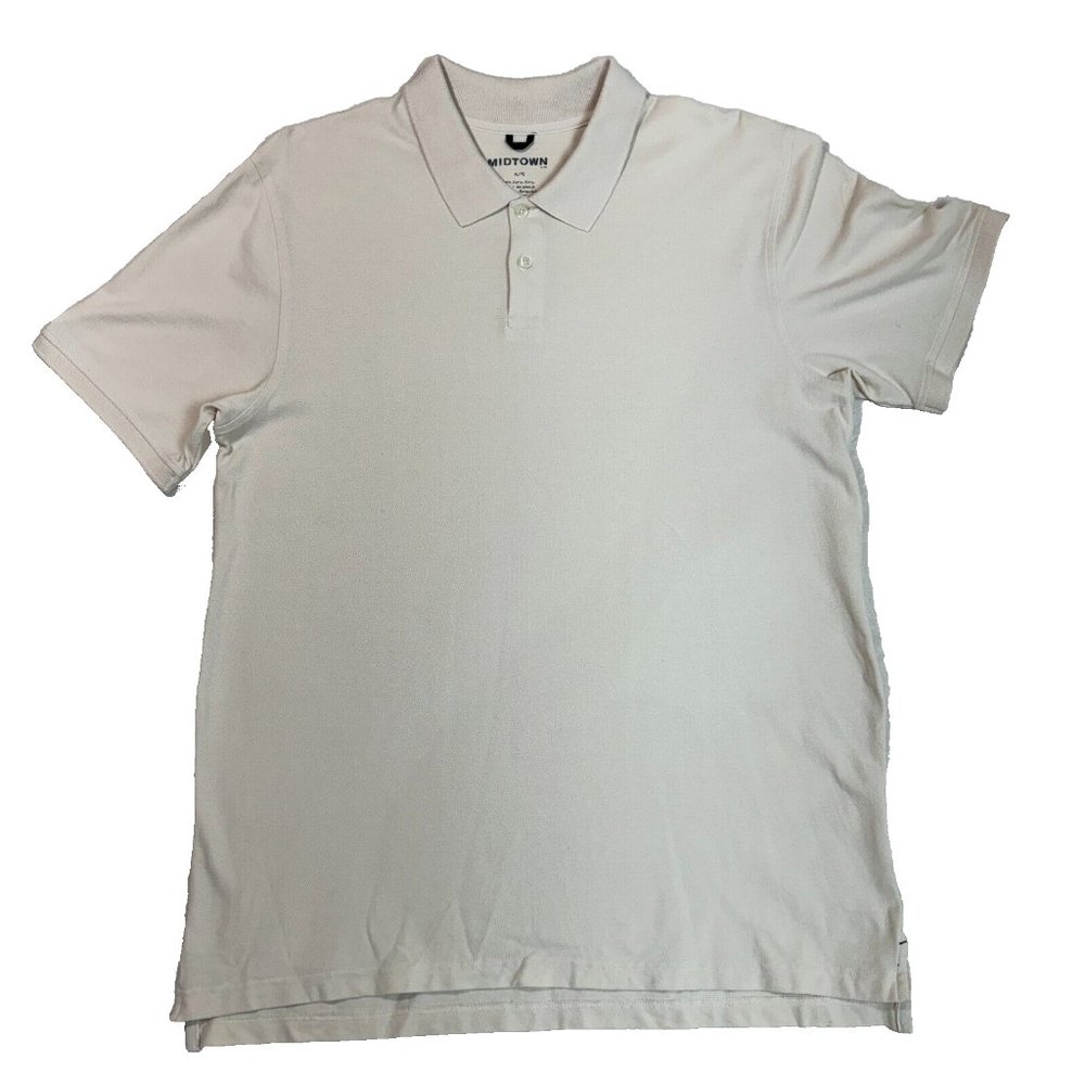 Midtown Men's XL Golf Polo Shirt Cream White Cotton - Classic Sporty Top